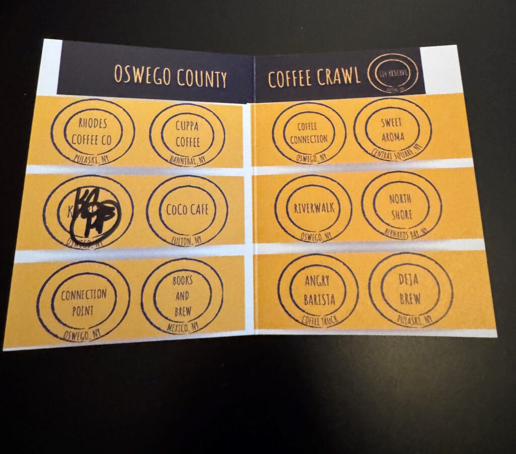 Kaffee-Tour-Pass mit einem Stempel